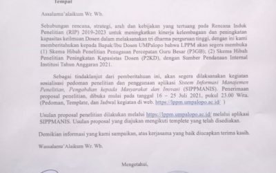 Pemberitahuan Hibah Penelitian Internal
