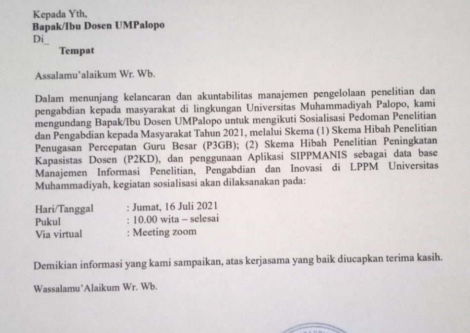 Undangan Sosialisasi SIPPMANIS